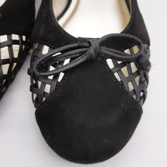 Talbots Black Leather Woven Detail Ballet Flats 7 - Picture 3 of 8